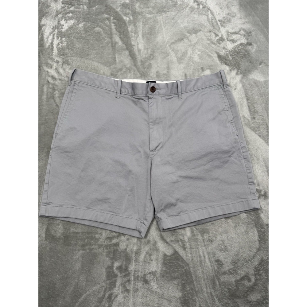 J. Crew Chino Shorts Mens 38 Gray Flat Front Stretch Cotton Casual Classic Retro
